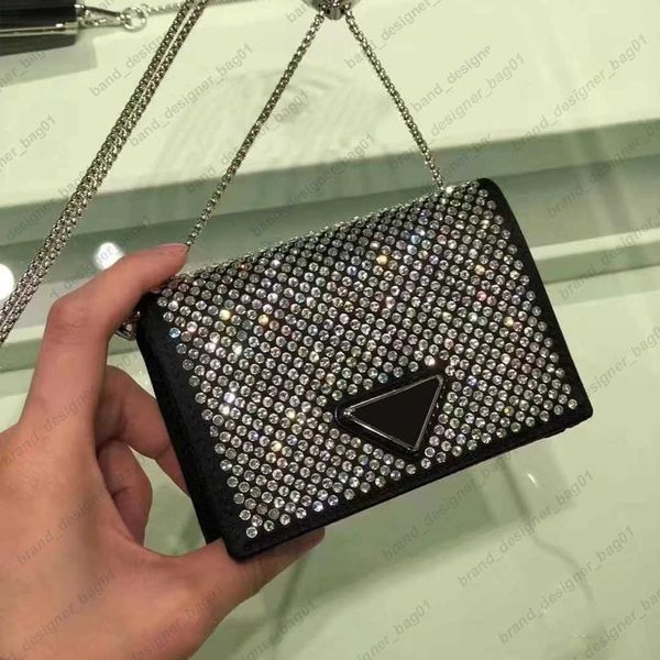 

2023 new mini designer triangle rhinestone handbag 2022 girls metal chain small crossbody bags one shoulder bag 120122h