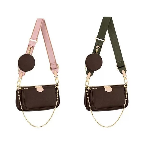 

with box m44823 fashion women wallet luxurys handbag bags 3 pcs bag wallets lady designer purse ladies purses shoulder crossbody b240o, Red;black