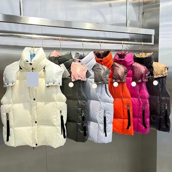 

maya designer mens down jacket vest embroidered badge womens french brand puffer vest to keep warm vests, Black;white
