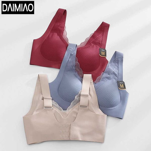 

ladies underwear japanese latex anti gravity underwear women's traceless sports gathered adjustable rimless bra lace bra, Red;black