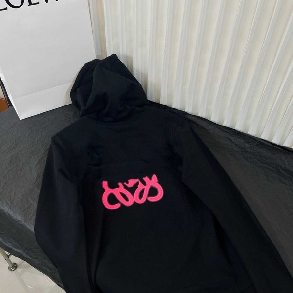 

new designer loew's sweatshirts luxury hoodies early autumn family fluorescent embroidery hoodie high-end women's wear cotton pull, Black