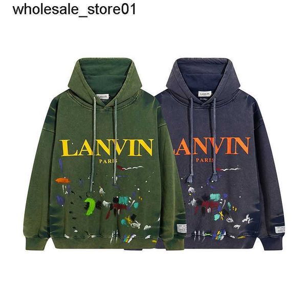 

men's hoodies designer sweatshirts winter new los graffiti splattered letter print galery dept loose hoodie, Black