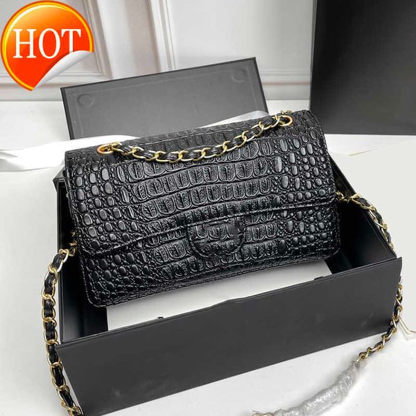 

women's luxury channel bag designers shoulder bags tote 2023 new fashion quality calfskin envelope wrapped gold/black/silver metal chai
