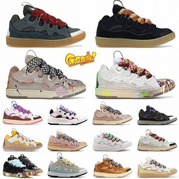 

casual shoes curb sneakers platformsole shoe laceup extraordinary sneaker embossed leather calfskin rubber nappa men women shoes, Black