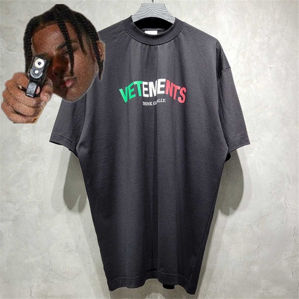 

men's t shirts vetements italy flag t shirt men women multicolor tee oversize short sleeve clothing t221202, White;black
