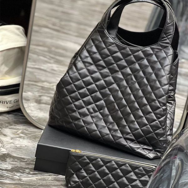 

women high capacity composite shopping handbag icare maxi bag black quilted lambskin tote classic style shoulder shopper aconite bags genuin
