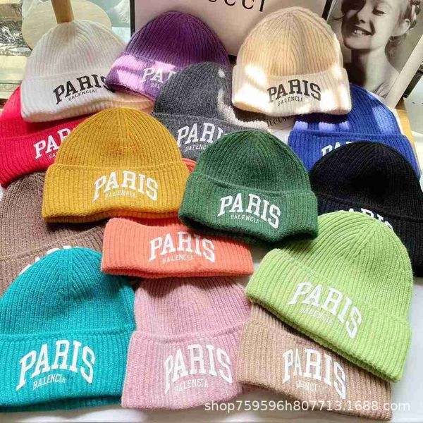 

knitted designer beanie and balencigass winter new woolen hat bonnet autumn versatile korean warm cold h5yq, Blue;gray