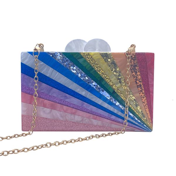 

evening bags women's fashion luxury famous brand clutch wedding handbag purse shoulder multicolored jewel party acrylic bag 221130