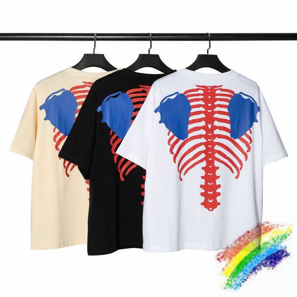 

men's t-shirts apricot black white kapital t-shirt men women 1 1 skeleton bone printing t shirts badge embroidery tee t221130, White;black