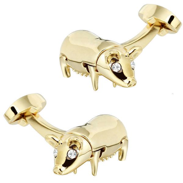 

cuff links hawson shiny gold wealthy pig cufflinks with white crystal inlaid for mens french cuffs shirts men s cufflinks wedding jewelry 22, Silver