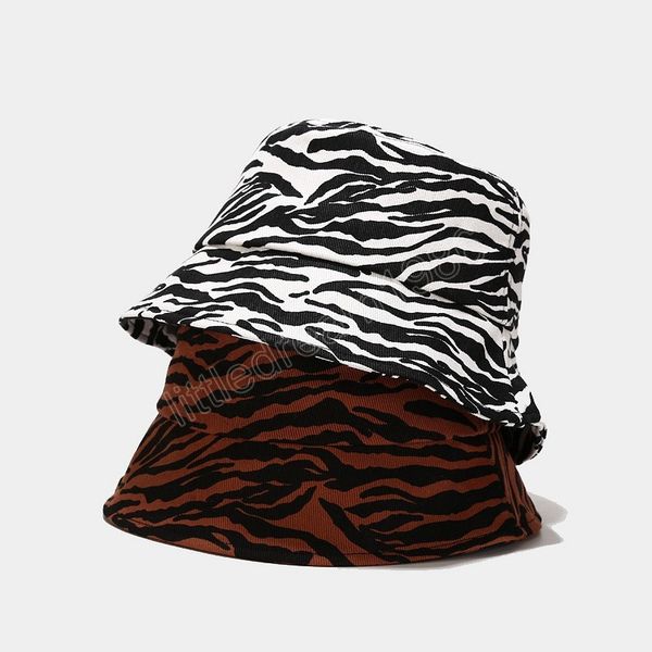 

fashion summer bucket hat for women men white zebra striped print sunscreen panama hat sunbonnet outdoor fisherman cap gift, Blue;gray