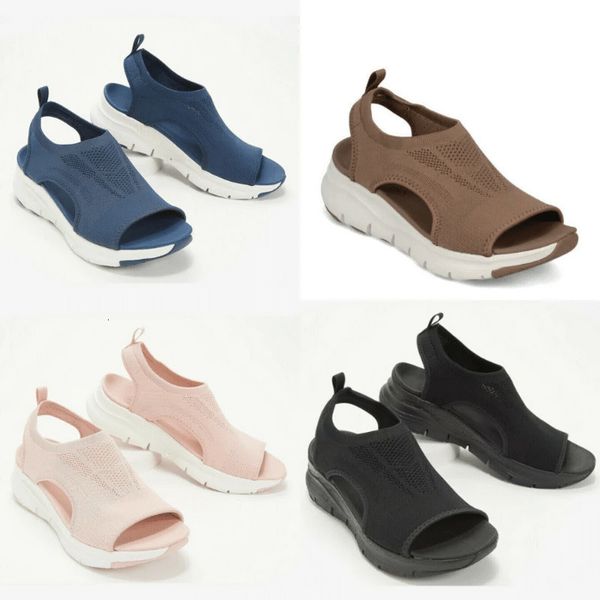 

slippers summer sport sandals washable slingback orthopedic slide women platform soft wedges shoes casual footwear 221130, Black