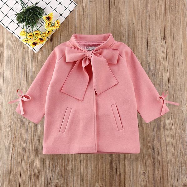 

coat baby girl clothes windbreaker jacket autumn and winter warm woolen coat baby bow mid length 221130, Blue;gray