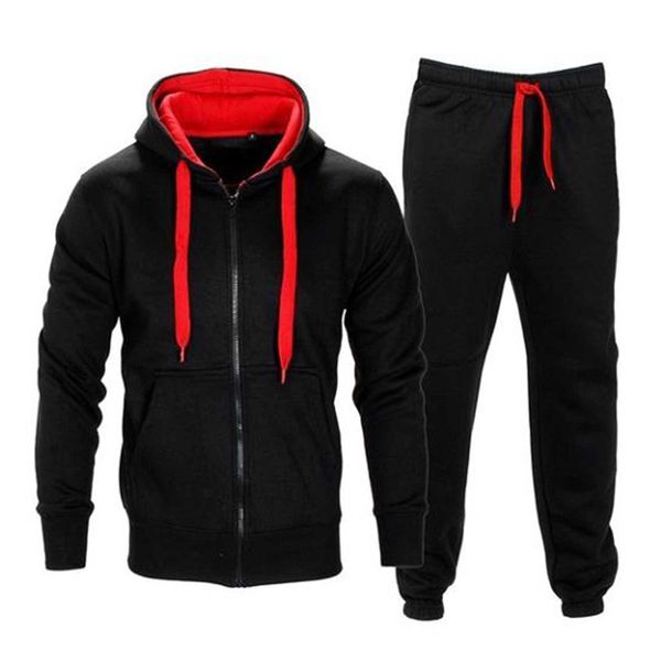 

men's tracksuits autumn casual joggers tracksuit men hooded sweatshirtpants pullover coat fitness gym sportwear male winter track suit, Gray