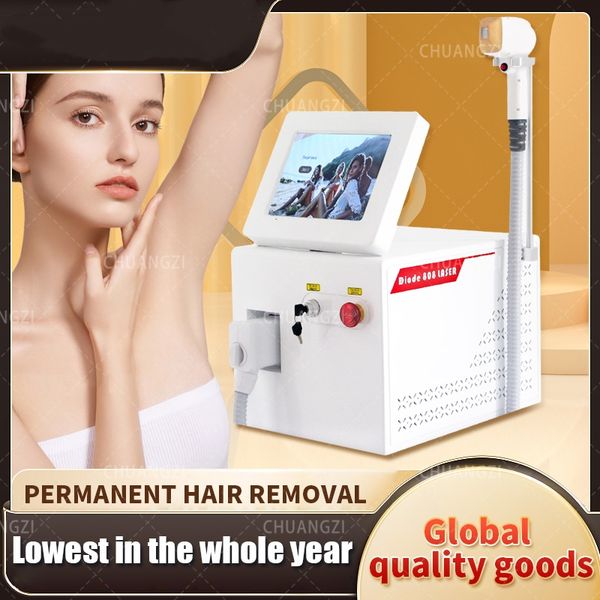 

new white 2023 755nm 1064nm 808nm rf equipment hair removal machine 3 wavelength painless diode laser for removal results face body