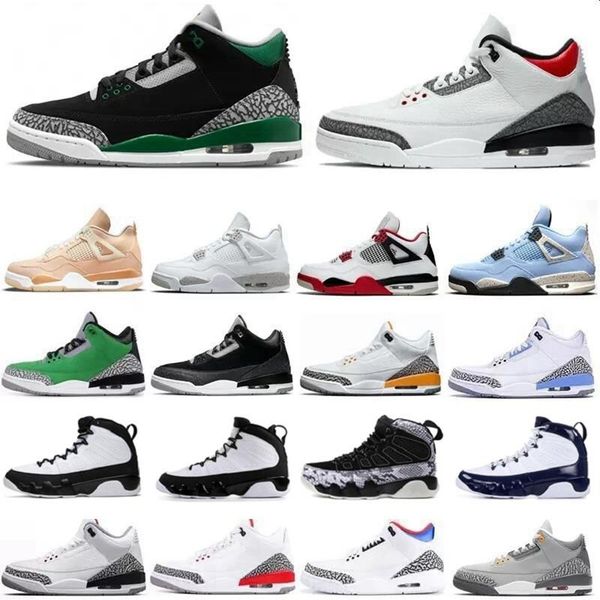 

3 basketballs shoes for men women jumpman sneakers muslin patchwork trainers shady pine green sports 3s unc cardinal red black cat georgetow