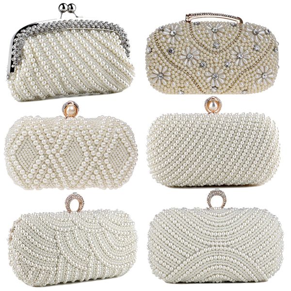 

evening bags beading wedding clutch rhinestones pearl handbags with chain shoulder metal party purse diamonds holder 221130