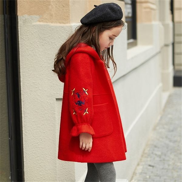 

coat winter girl en jackets kids hooded embroidered coats children autumn clothes warm casual big outwear long 221130, Blue;gray