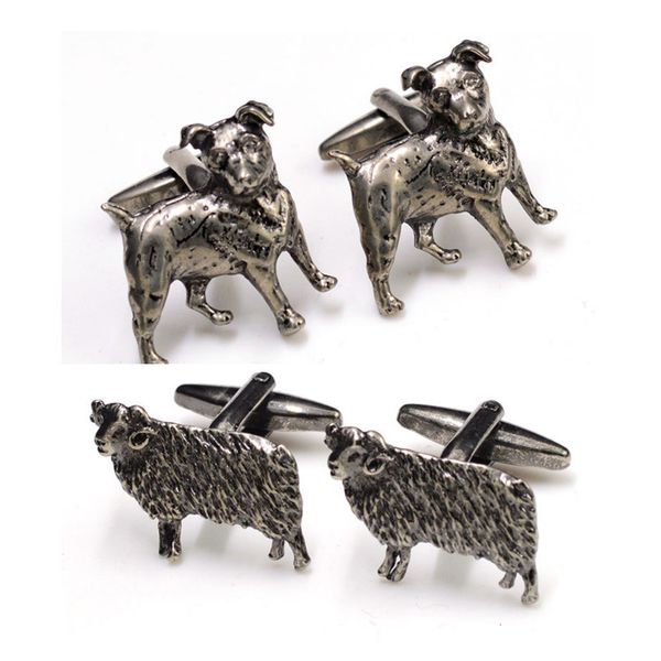 

cuff links 10pairs vintage animal dog sheep links skull head copper retro gunblack little puppy men s jewelry accessory 221130, Silver