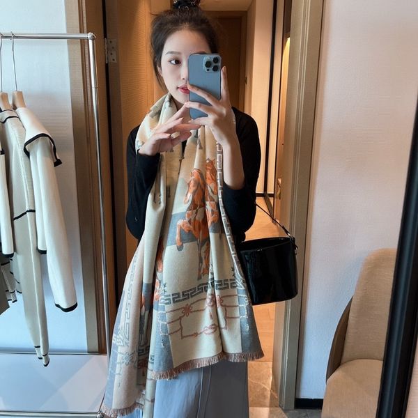 

scarf luxury scarf shawl wrap neckerchief autumn winter cashmere super long shawls classic wool letter animal character scarfs pashminas, Blue;gray