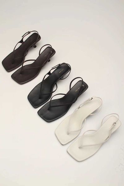 

shoes row the french word with sandals leather toe clip square kitten heel back empty 2022 summer middle heel asj1