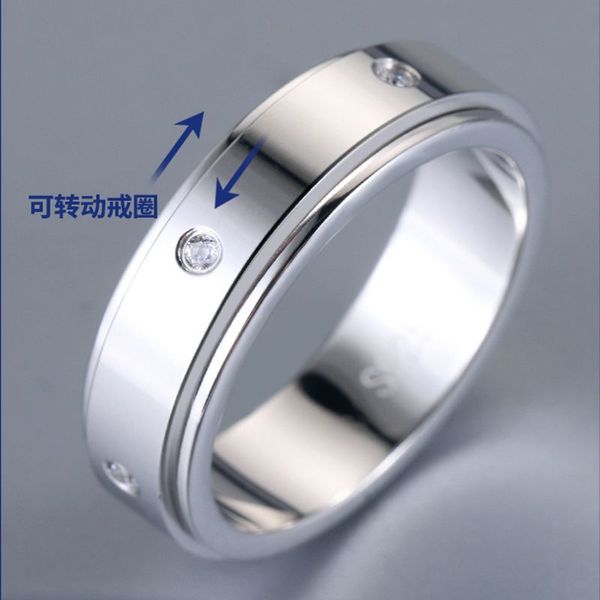 

2022 new design quality turning band ring couple love rings 100% 925 sterling silver rotatable rings fashion women&men wedding jewelry lady