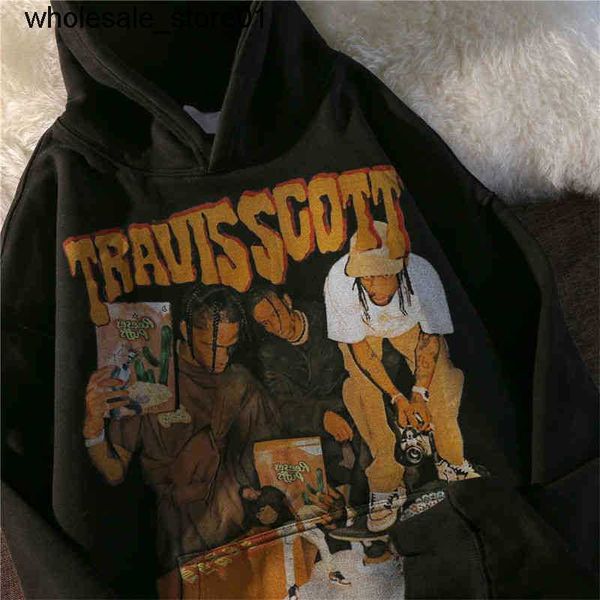 

men's hoodies sweatshirts travis designer men women catus jack loose fashion streetwear hoodie, Black