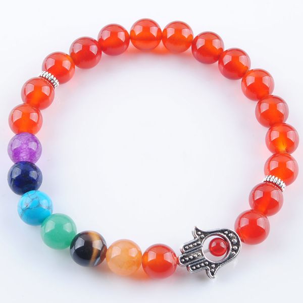 

bracelets red agate stone round beads palm strands bracelets 7 chakra healing mala meditation women jewelry k3254, Black