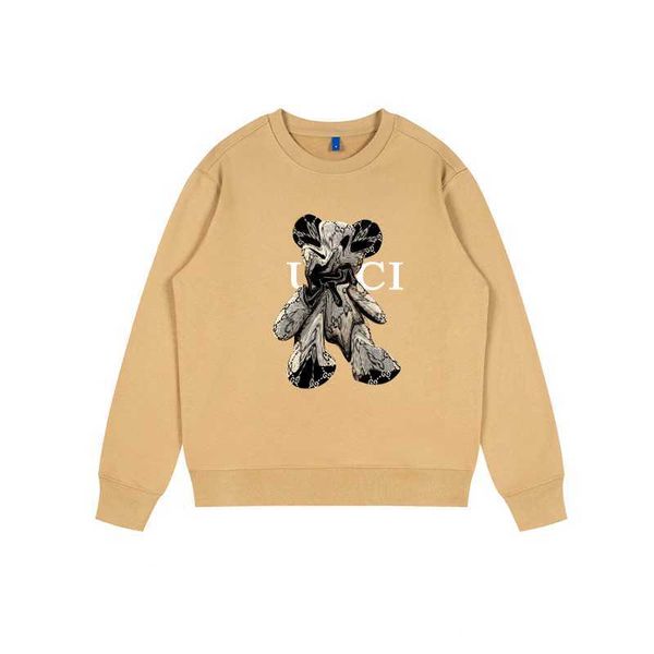 

designer luxury guggi classic fashion trend round neck sweater in winter keep warm of bear print pattern versatile for men and women, Black