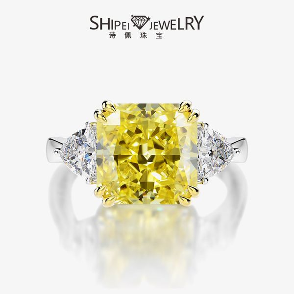 

solitaire ring 5 karat square high carbon diamond s sier rings for women, Golden;silver