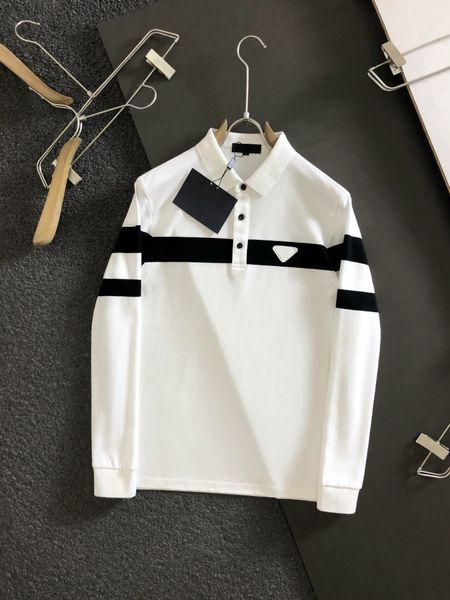 

30% off mens hoodies long sleeve winter autumn pullover classic lapel triangle color matching print polo shirt top, Black