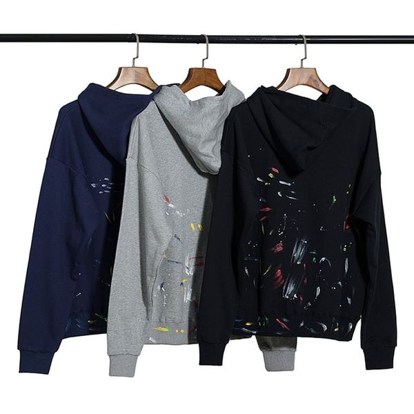 

graffiti vintage letter print lanvin hooded oz06 sweatshirt men's autumn and winter new street style loose student jacket, Black