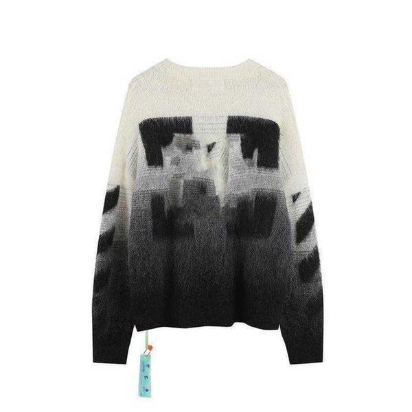 

sweaters for women popular brand designer hoodies off gradient loose casual knit men's and women's long sleeve coats grey, White;black