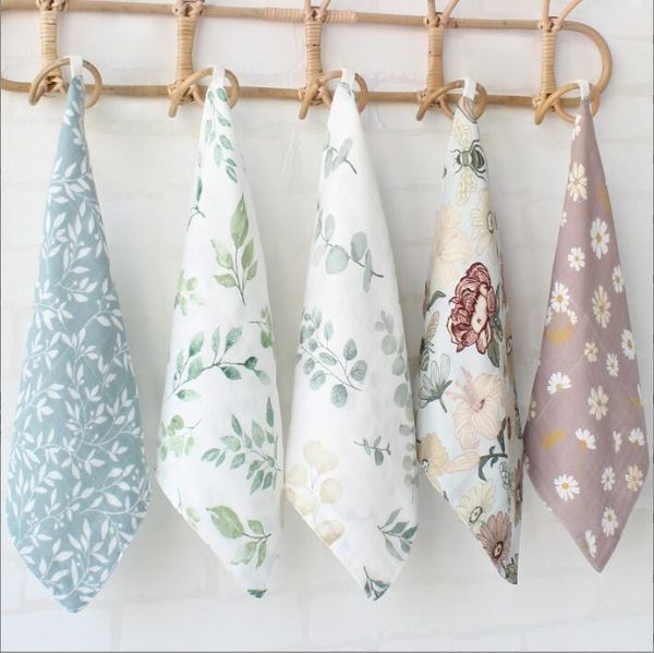 

baby muslin saliva towels bamboo cotton washcloths gauze small square face towel wipe printed double newborn soft hand toweling handkerchief