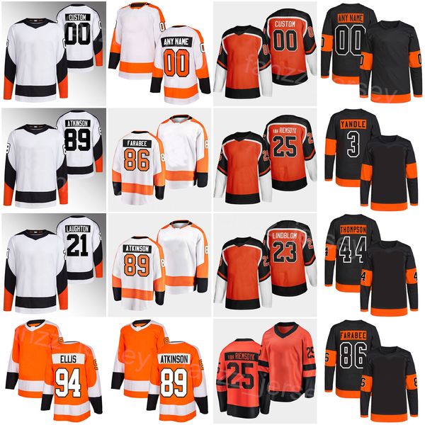 

2023 hockey reverse retro 21 scott laughton jersey 89 cam atkinson joel farabee keith yandle ryan ellis nate thompson james van riemsdyk osk, Black;red