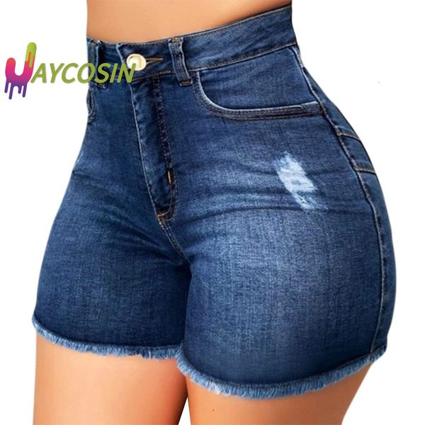 

women's jeans jaycosin shorts summer women broken denim ripped high waisted pant slim fit pantalones 221201, Blue