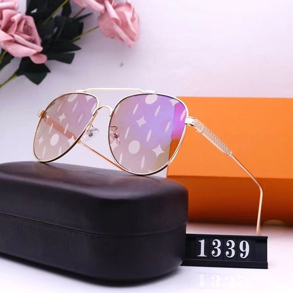 

Designer Glasses Designer Men Pilot Sunglasses Women Full Frame Classic Letters Pattern Oval Casual Fashion Sun Glasses Polic Womens