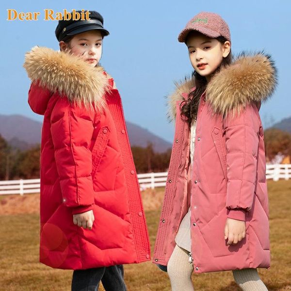 

down coat kids overcoat winter girls clothing warm jacket for girl clothes parka real fur hooded children outerwear snowsuit 221201, Blue;gray