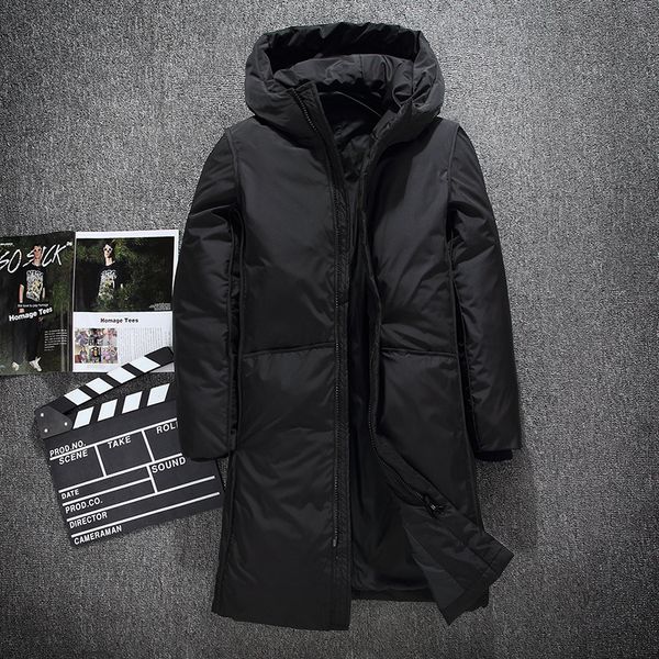 

men's vests fashion long warm winter jacket waterproof clothing male cotton autumn coat quality white duck down parkas men overcoat 221, Black;white