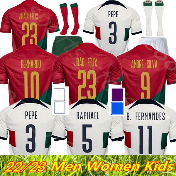 

2022 portuguesa joao felix soccer jerseys portugal bruno fernandes portugieser 2023 portuguese 22 23 national team football shirt men kids k, Black;yellow