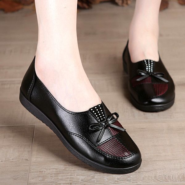 

dress shoes comemore women leather flats female autumn elderly women s loafers casual mom sneakers plush 221130, Black