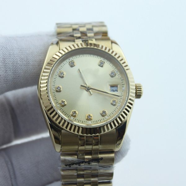 

fashion men's luxury machine automatic mechanical watches stainless steel folding buckle sports watch automatic date, Slivery;golden