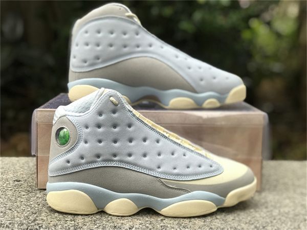 

2022 authentic shoes solefly x basketball 13 13s dx5763-100 muslin smoke grey gum light celestine blue sports sneakers mens with original bo