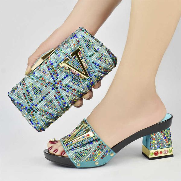 

sandals heinier blue v-shaped color diamond horseshoe heel 7.5cm thick sandals rhinestone bag party shoes 230131, Black