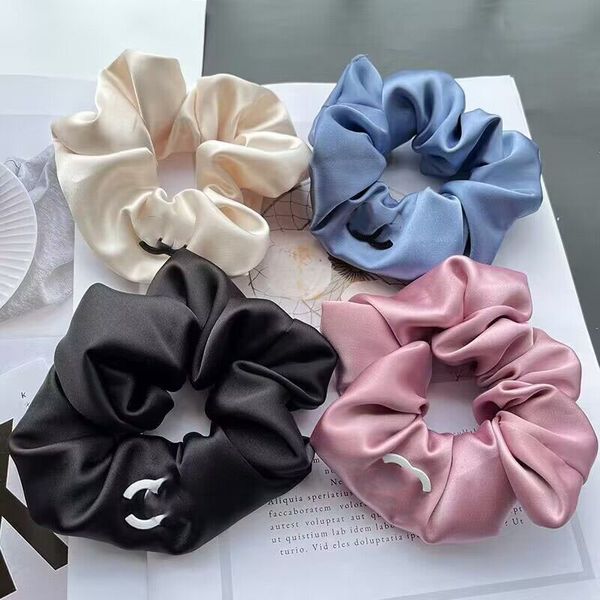 

4color vintage women brand designer letters print hair rubber band elastic large intestine ties ropes ponytail holder scrunchies hairbands a, Pink