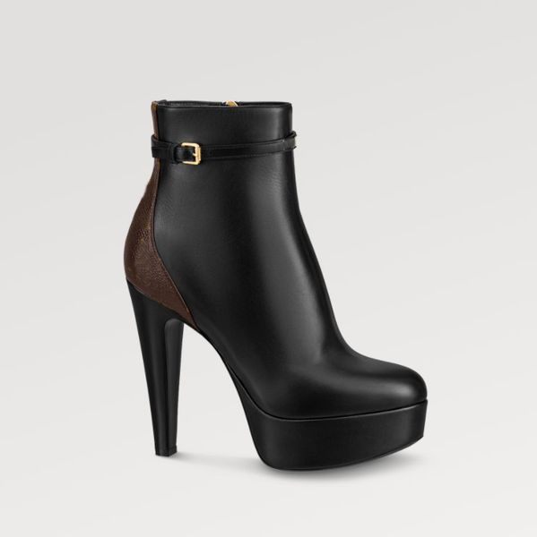 

luxury afterglow platform ankle boot womens leather chunky platform ankles boots lady fashion high heel booties, Black