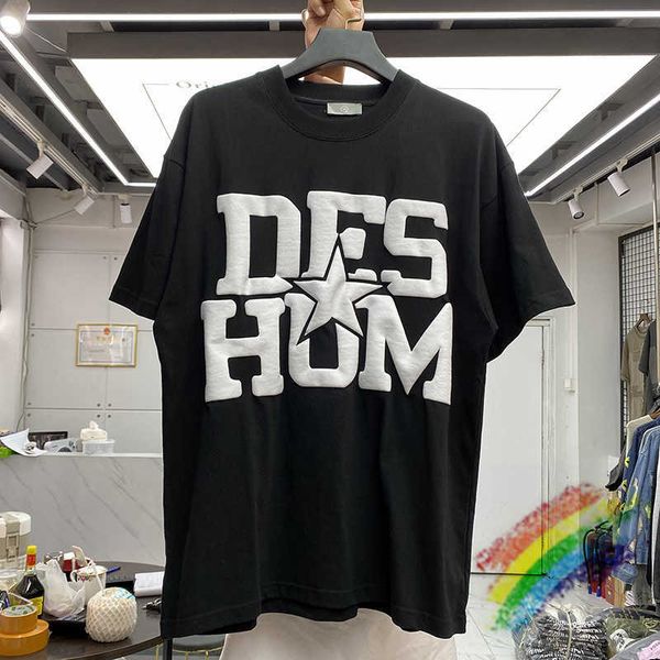 

men's t-shirts 2022ss puff print t-shirt men women pentagram printing t shirt tee t221130, White;black