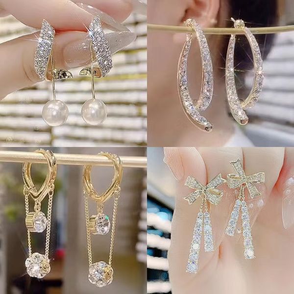 

sliver 925 luxury brand gold double letters dangles earrings hoop earring korean big smooth circle vintage earrings for women gift, Silver