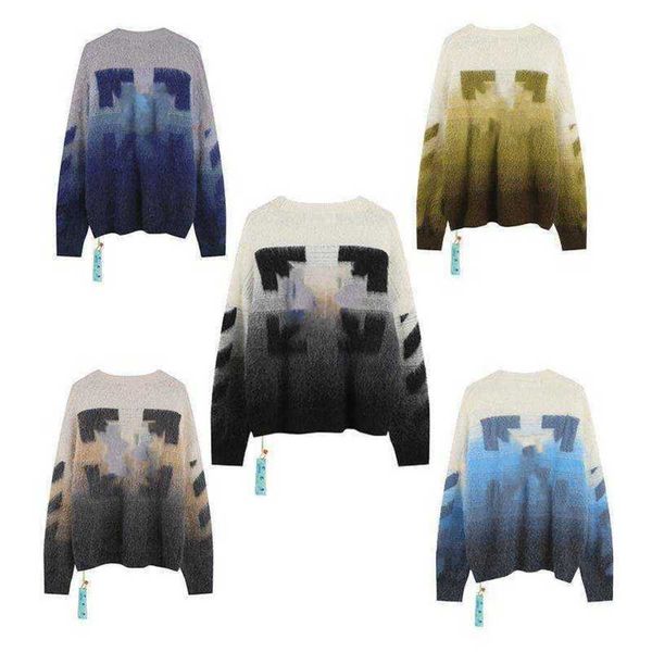 

sweaters for women popular brand designer hoodies off gradient loose casual knit men's and women's long sleeve coats, White;black