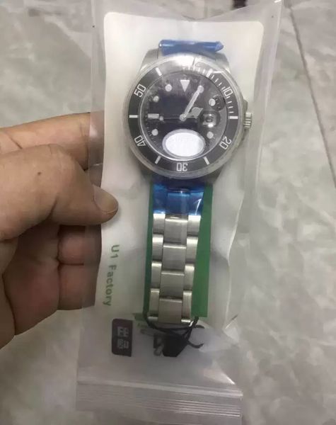 

roles submariner u1 st9 clasp mens watch men automatic sapphire stainless solid glidelock black ceramics bezel green face male watches, Slivery;golden